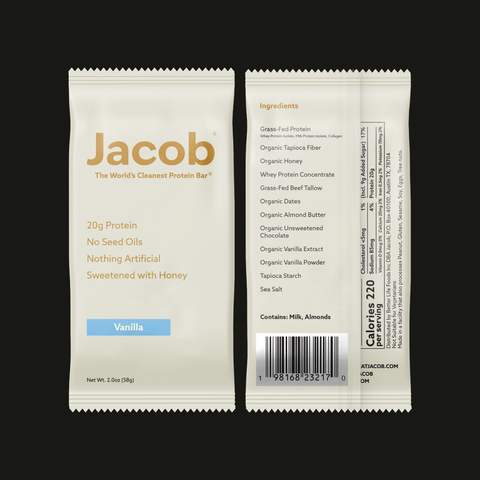 Jacob Protein Bar - Grass-Fed Organic Snack Bar (108ct)