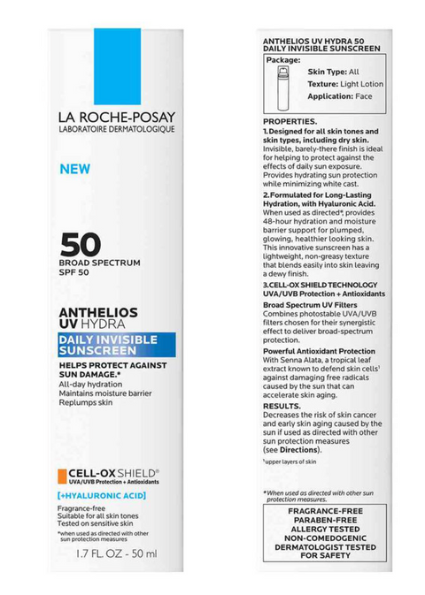 Anthelios UV Hydra Hydrating Face Sunscreen SPF 50 with Hyaluronic Acid
