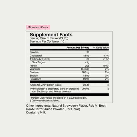 Grass-Fed Whey Protein 10-Travel Packs - Strawberry