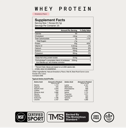 Grass-Fed Whey Protein Isolate Powder - Strawberry