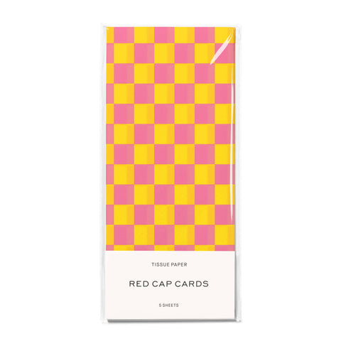 Pink and Yellow Checkers tissue paper