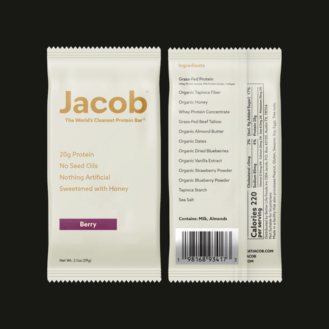 Jacob Protein Bar - Grass-Fed Organic Snack Bar (108ct)