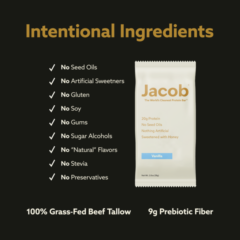 Jacob Protein Bar - Grass-Fed Organic Snack Bar (108ct)